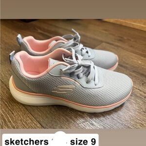 Skechers Light Gray with Pink Trim Sneakers